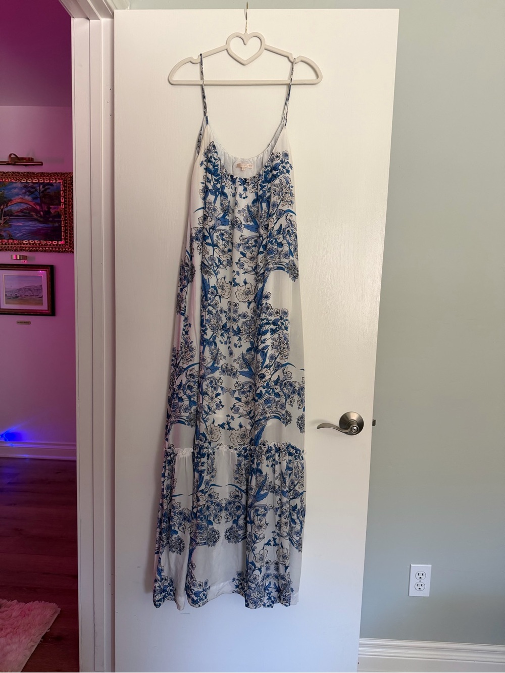 GOLD HAWK Floral Maxi Slip Dress with Spaghetti Straps